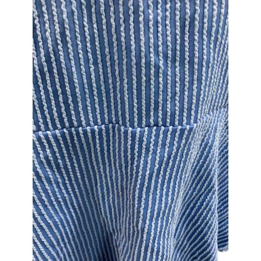 Size 3XL Womens Blue Ribbed Swim Top Padded  Adjustable Strap Bathing Suit - Picture 6 of 8